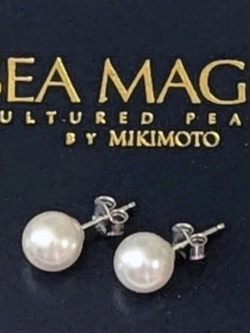 Akoya White Cultured Pearl Earrings 14k gold 7mm Sea Magic by Mikimoto w/Box